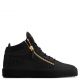 KRISS Black crocodile-embossed leather mid-top