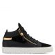 KRISS Black calf leather and black suede mid-top