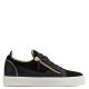 KIRK LOW Black suede and calfskin low-top